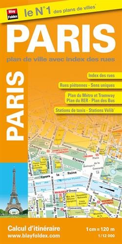 Plan de Paris - Avec localisation des stations Vélib', et plans : du métro, des Bus, du RER et du tramway - Echelle : 1/12 000