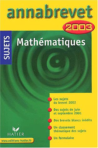 Mathématiques, sujets 2003