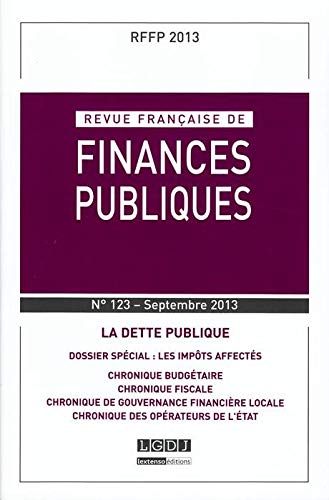 Revue française de finances publiques, N° 123, Septembre 2013 : La dette publique