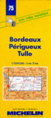 Carte routière : Bordeaux - Périgueux - Tulle, 75, 1/200000