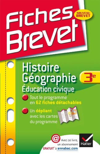 Fiches Brevet Histoire-Géographie Éducation civique 3e: Fiches de cours - Troisième