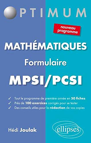 Mathématiques Formulaire MPSI/PCSI Nouveau Programme