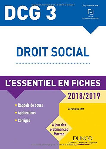 DCG 3 - Droit social - 2018/2019 - L'essentiel en fiches