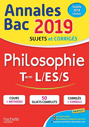 Annales Bac 2019 Philosophie Term L, ES, S