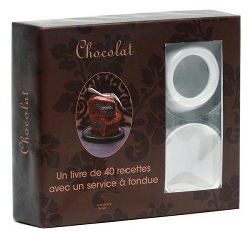 Chocolat : Coffret composé d'un livre de 40 recettes avec un service à fondue