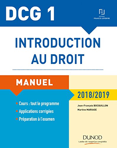 DCG 1 - Introduction au droit - 12e éd. - Manuel - 2018/2019