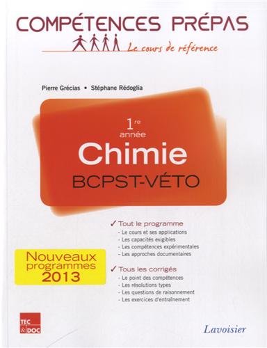 Chimie 1re année BCPST VETO : Nouveaux programmes 2013