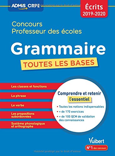 Concours professeur des écoles (CRPE) 2019-2020 : Toutes les bases en Grammaire