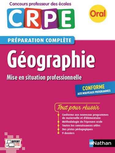 CRPE oral 2018. Géographie (mise en situation professionnelle)