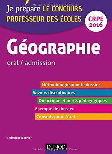 Géographie - Oral/admission - Professeur des écoles -CRPE 2016