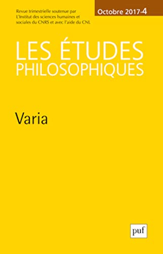 études philosophiques 2017, n° 4: Varia
