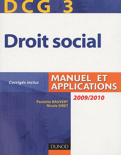 DCG 3 Droit social : Manuel et applications